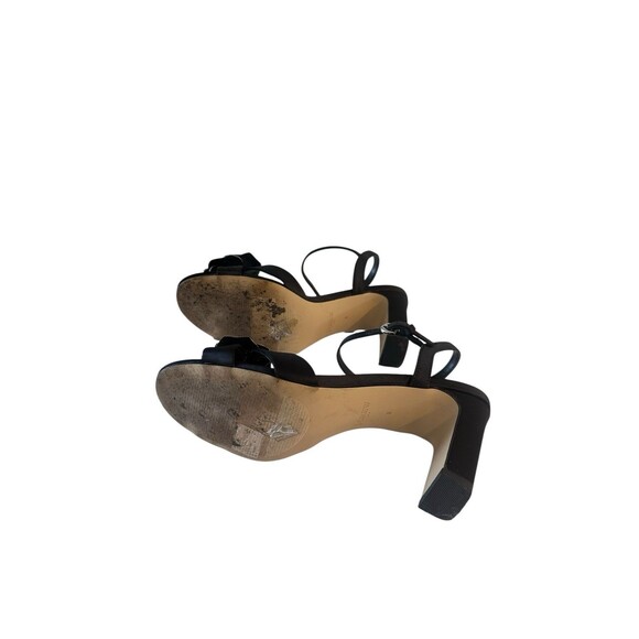 J. Crew Black Formal Strappy Heel Sandals Rhinestone Flower Size 8 Wedding Guest - Picture 5 of 6